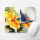 Diamond Blue Hummingbird and Flower Fine Art Muismat (Met muis)