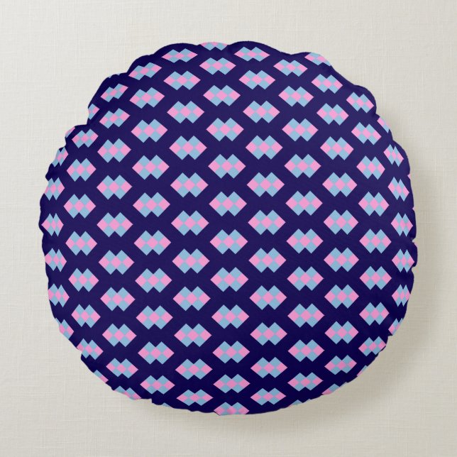 Diamond Blue Round Pillow Rond Kussen (Voorkant)