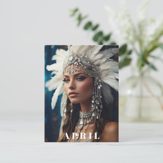 *~ DIAMOND Boho Vrouwen AP53 APRIL VERJAARDAG Briefkaart (Staand voorkant)