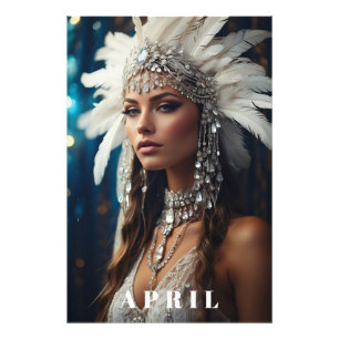 *~ DIAMOND Boho Vrouwen AP53 APRIL VERJAARDAG Foto Afdruk