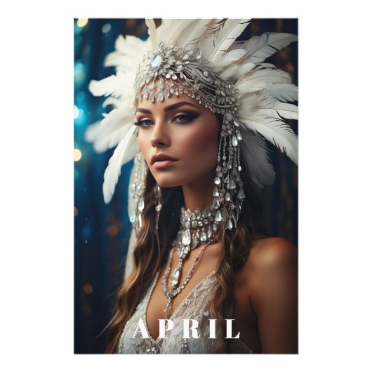 *~ DIAMOND Boho Vrouwen AP53 APRIL VERJAARDAG Foto Afdruk (Voorkant)