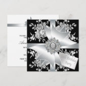 Diamond Boog Witte Roos Vrouw 60e Verjaardagsfeest Kaart (Voorkant / Achterkant)