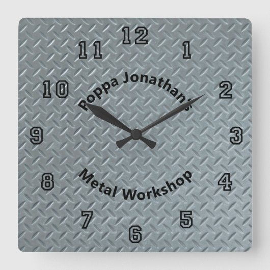 Diamond Bord Faux Metal Lug Pattern Custom Squar Vierkante Klok (Voorkant)