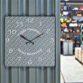 Diamond Bord Rustic Faux Metal Lug Pattern Vierkante Klok