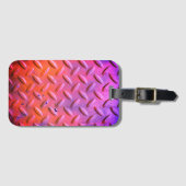 Diamond Bord Staal Paars en Sinaasappel Bagagelabel (Voorkant (horizontaal))