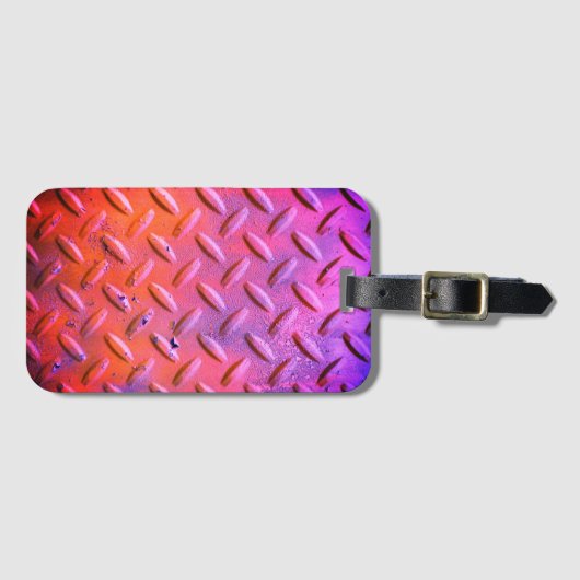 Diamond Bord Staal Paars en Sinaasappel Bagagelabel (Voorkant (horizontaal))