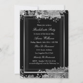 Diamond Bow Black Lace Bachelorette Party Invite Kaart (Achterkant)
