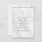 Diamond Bow & Cross Foto Eerste Heilige Communie Kaart (Achterkant)