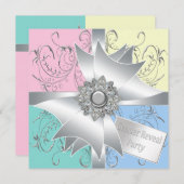 Diamond Bow Elegant Roze Blauw Geslacht Reveal Par Kaart (Voorkant / Achterkant)