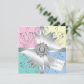 Diamond Bow Elegant Roze Blauw Geslacht Reveal Par Kaart (Staand voorkant)