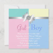 Diamond Bow Elegant Roze Blauw Geslacht Reveal Par Kaart (Achterkant)