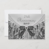 Diamond Bow & Floral Swirl 25e Jubileum RSVP (Voorkant)