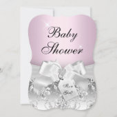  Diamond Bow Light Roze Baby shower Invite Kaart (Voorkant)