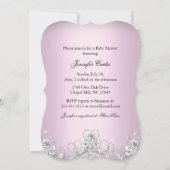  Diamond Bow Light Roze Baby shower Invite Kaart (Achterkant)