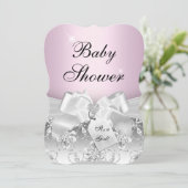  Diamond Bow Light Roze Baby shower Invite Kaart (Staand voorkant)