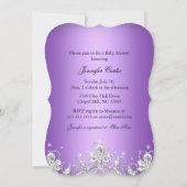  Diamond Bow Paars Baby shower Invite Kaart (Achterkant)