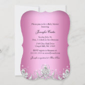 Diamond Bow Pink Baby shower Invite Kaart (Achterkant)