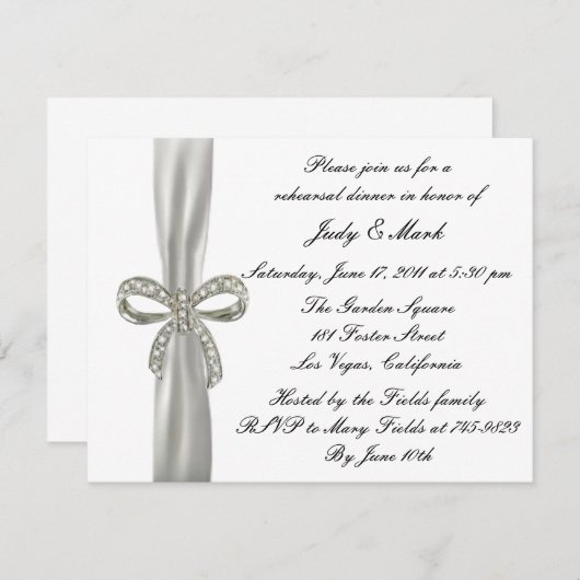 Diamond Bow repetitie diner uitnodiging (Voorkant / Achterkant)