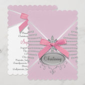 Diamond Bow Roze doopsel Kaart (Voorkant / Achterkant)