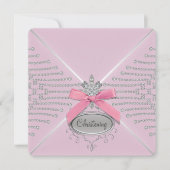 Diamond Bow Roze doopsel Kaart (Voorkant)