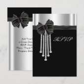 Diamond Bow Silver Black Party Sjabloon (Voorkant / Achterkant)