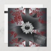 Diamond Bow Vrouwen Rode Roos 55ste Verjaardag Par Kaart (Voorkant / Achterkant)