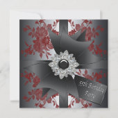 Diamond Bow Vrouwen Rode Roos 55ste Verjaardag Par Kaart (Voorkant)