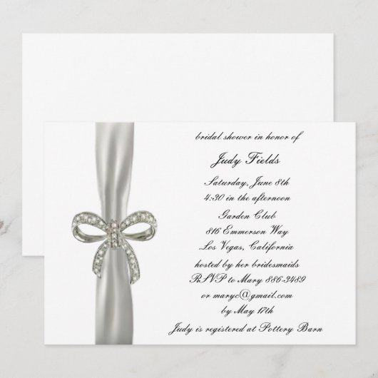 Diamond Bow Wedding Bridal Shower Kaart (Voorkant / Achterkant)