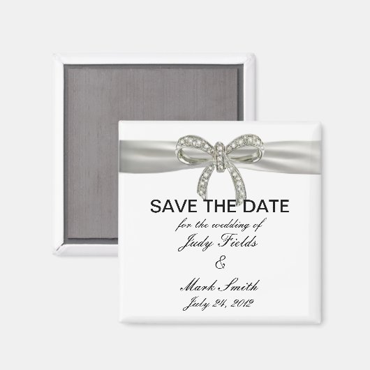 Diamond Bow Wedding Save the Date Magnet (Voorkant / Achterkant)