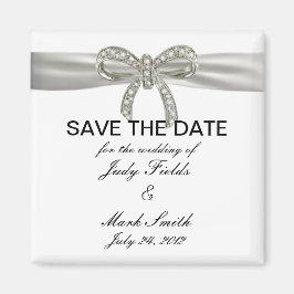 Diamond Bow Wedding Save the Date Magnet