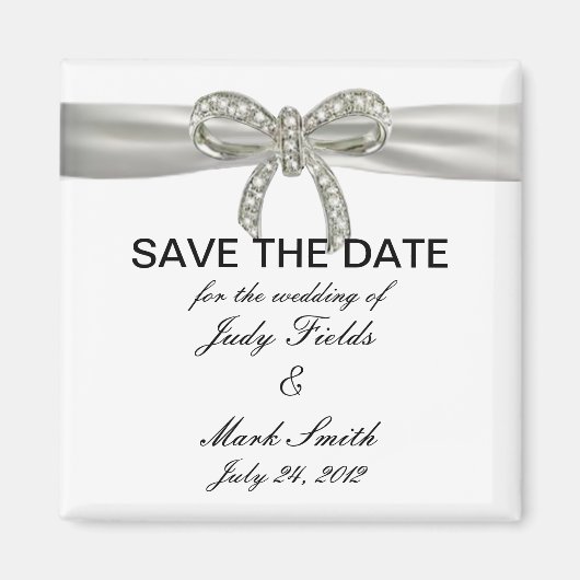Diamond Bow Wedding Save the Date Magnet (Voorkant)