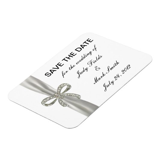 Diamond Bow Wedding Save the Date Magnet Magneet (Linkerzijde)