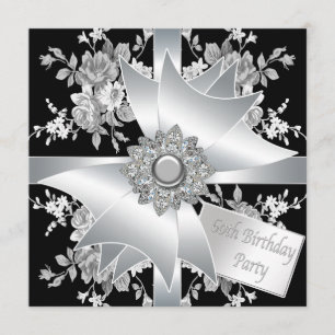 Diamond Bow White Rose Vrouwen 60ste Verjaardagsfe Kaart