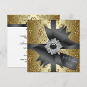 Diamond Bow Womans Black Gold 55ste verjaardagsfee Kaart (Voorkant / Achterkant)