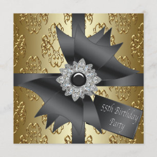 Diamond Bow Womans Black Gold 55ste verjaardagsfee Kaart