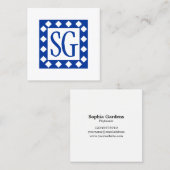 Diamond Box - Initialen - Navy Blue Vierkante Visitekaartje (Voorkant / Achterkant)
