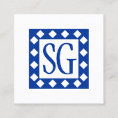 Diamond Box - Initialen - Navy Blue Vierkante Visitekaartje (Voorkant)