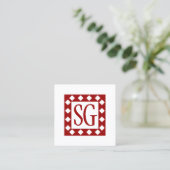 Diamond Box - Initialen - Ruby Red Vierkante Visitekaartje (Staand voorkant)