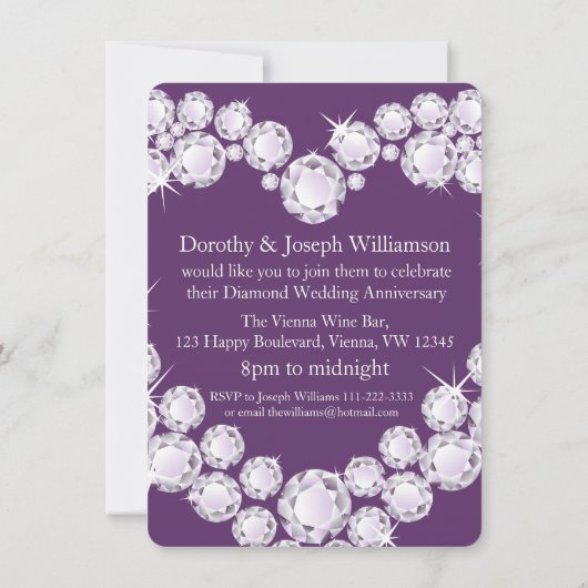 Diamond bruilanddiamanten hart 60-partijsuitnodigi kaart (Achterkant)