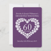 Diamond bruilanddiamanten hart 60-partijsuitnodigi kaart (Voorkant)