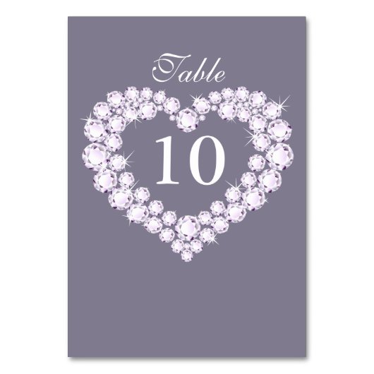 Diamond bruiloft hart tafel nummers kaart (Voorkant)