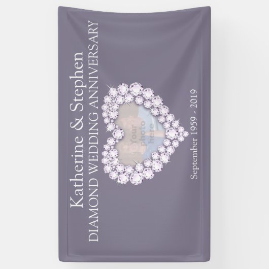 Diamond Bruiloft jubileum grijze banner (Verticaal)