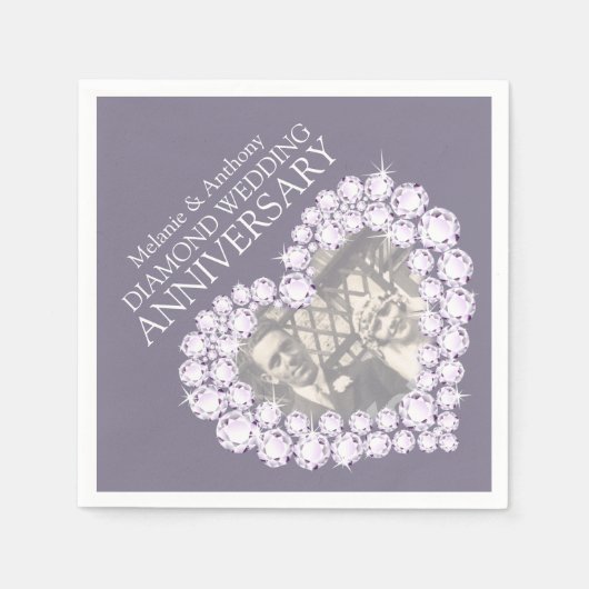 Diamond Bruiloft Jubileum hart foto servetten (Voorkant)