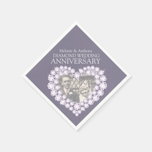 Diamond Bruiloft Jubileum hart foto servetten (Hoek)