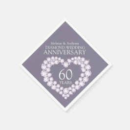 Diamond Bruiloft Jubileum hart naam servetten