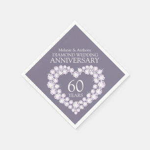 Diamond Bruiloft Jubileum hart naam servetten