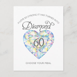 Diamond Bruiloft Jubileum waterverf maaltijdkeuze Informatiekaartje