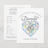 Diamond Bruiloft Jubileum waterverf maaltijdkeuze Informatiekaartje (Voorkant / Achterkant)
