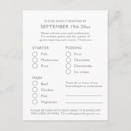 Diamond Bruiloft Jubileum waterverf maaltijdkeuze Informatiekaartje (Achterkant)