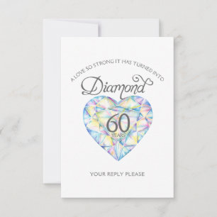 Diamond Bruiloft Jubileum waterverf schilderij RSVP Kaartje